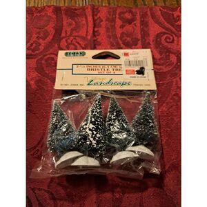 NOS 1991 Lemax Village Landscapes Bristle Trees Set of 4 Sealed Vintage Sealed